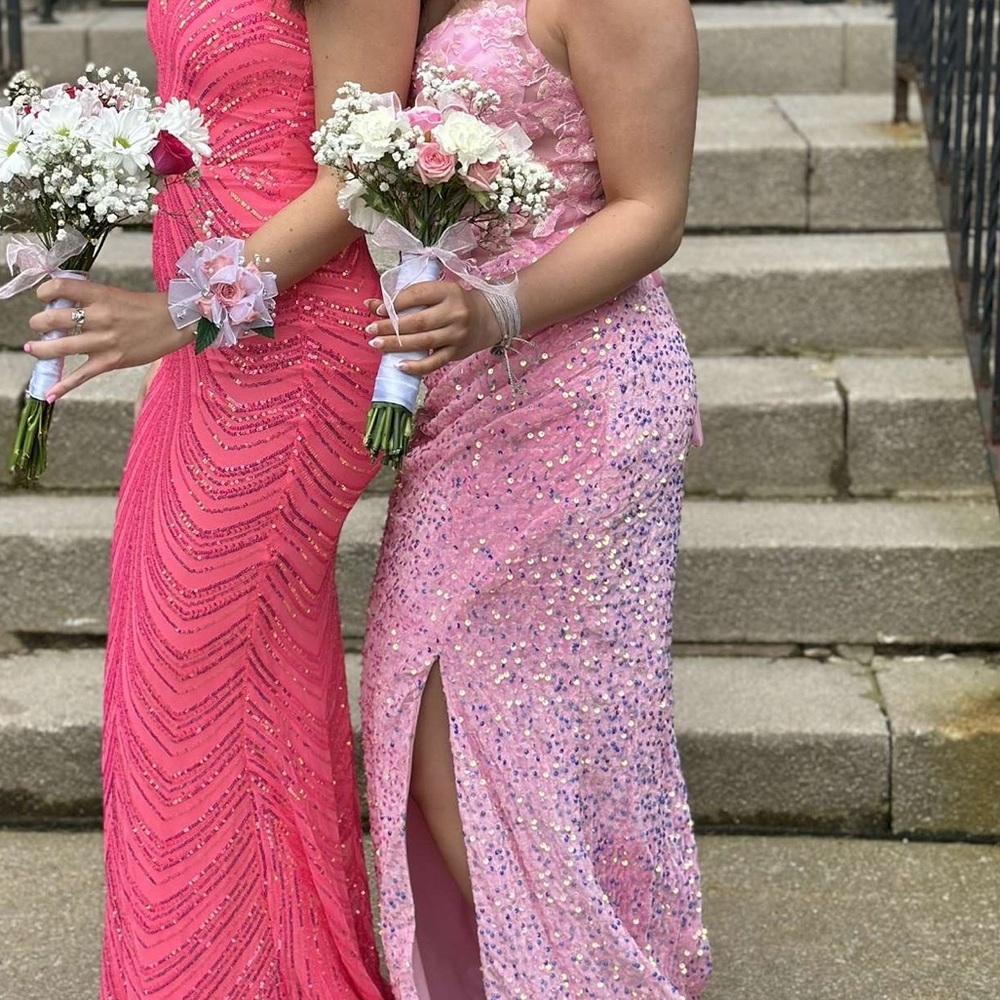 Amazon Pink Sequence Prom Gown